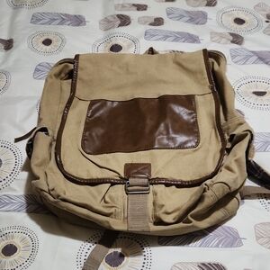 Tan and Brown Men's Bag